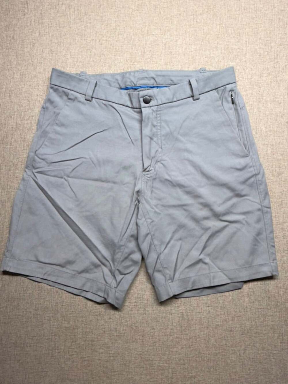 Lululemon Men's Size 34 Gray Performance Chino Golf Shorts Zip Pocket